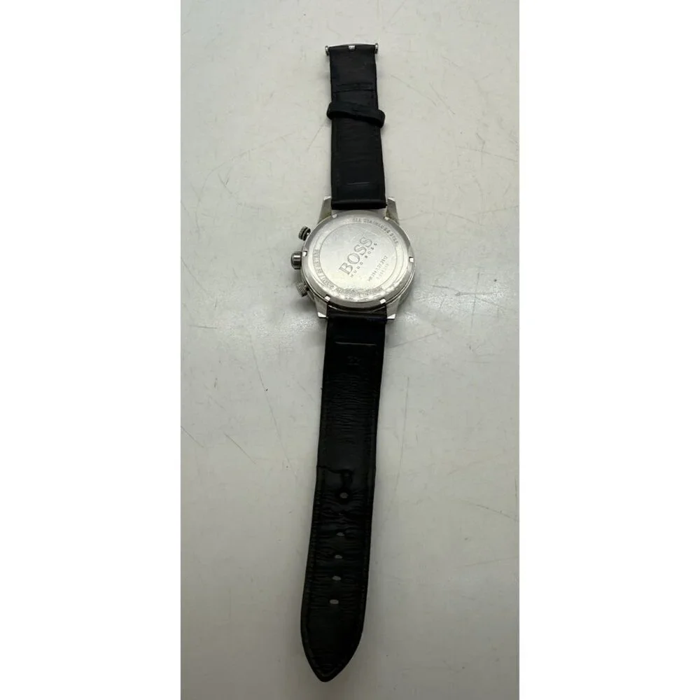 Hugo Boss Men's Watch Stainless Steel HB2841272912 Blue Multi Dial Face Leather
